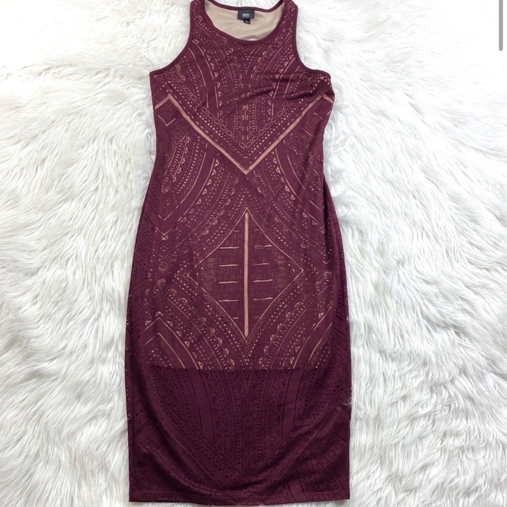 Burn Out Bodycon Midi Racerback Dress